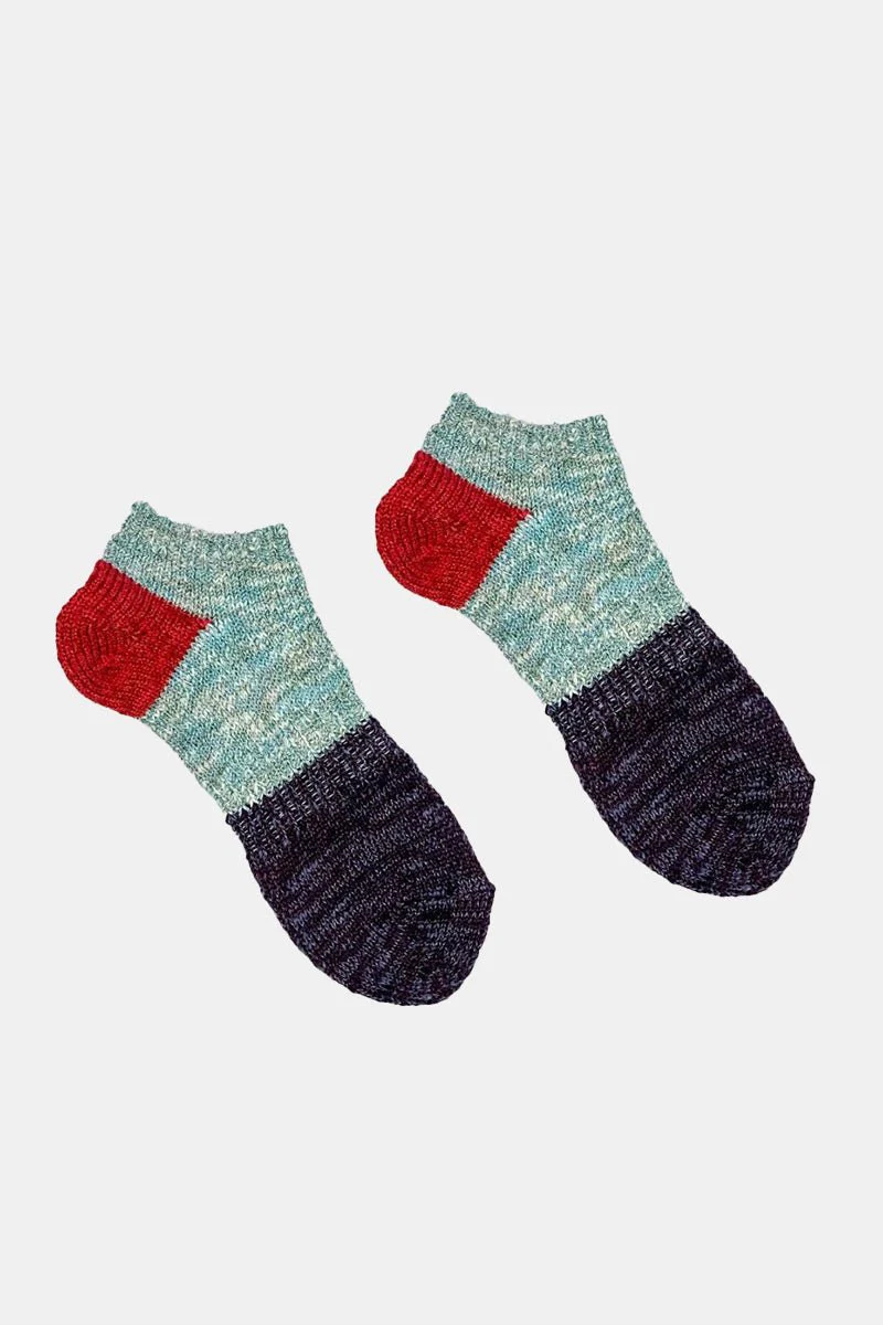 Anonymous Ism 3 Colour Slub Ankle Sock (Red/Green/Purple)