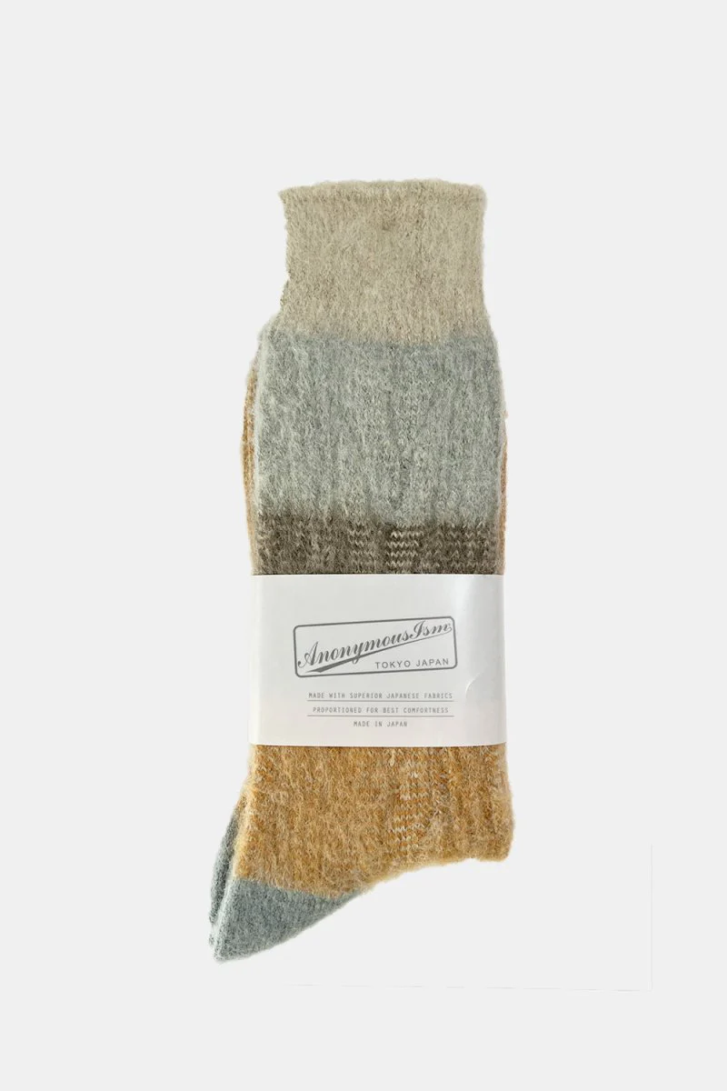 Anonymous Ism Brushed Crew Sock (Grey/Blue/Orange) - Image 3