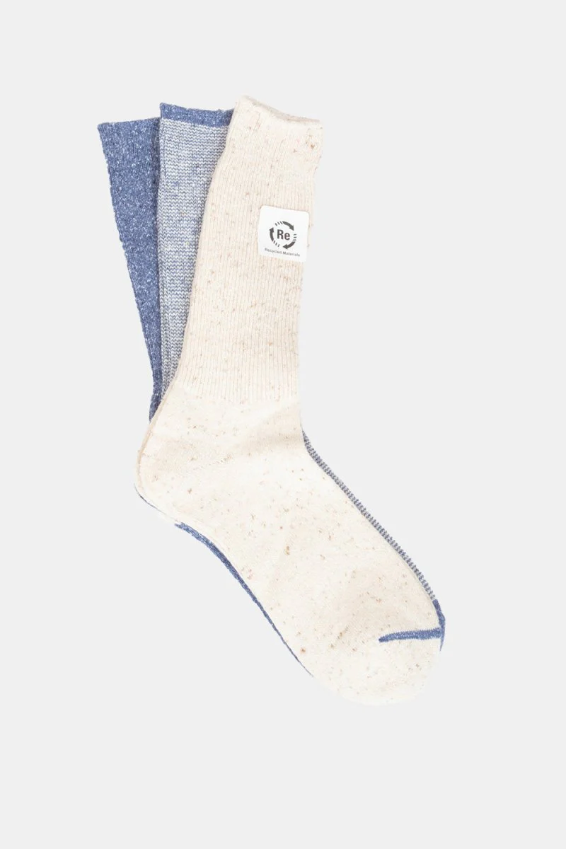 Anonymous Ism Nep Amerib Pack of Three Crew Socks (Ecru / Blue) - Image 3