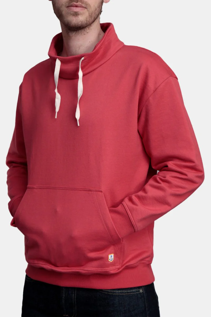 Armor Lux Organic Cotton Sweatshirt Stand-Up Collar (Cranberry Red) - Image 3