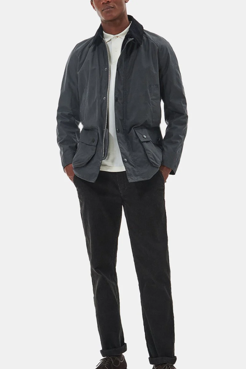 Barbour Ashby Waxed Jacket (Grey/Classic) - Image 7
