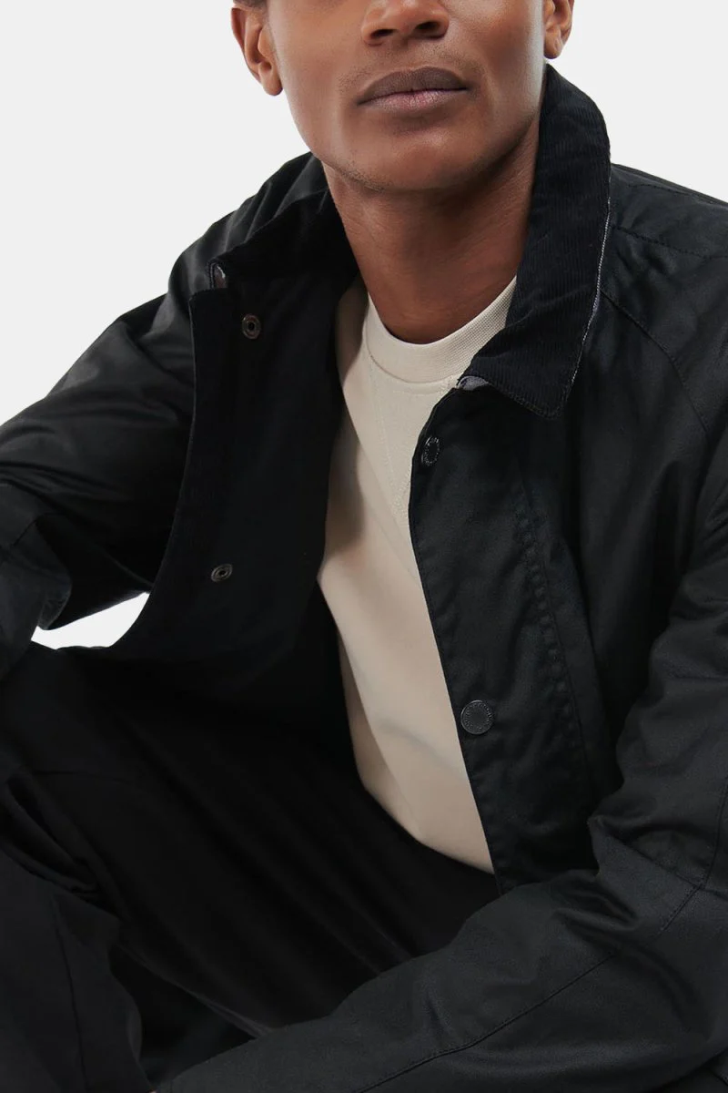 Barbour Bodey Waxed Jacket (Black/Grey Stone) - Image 2