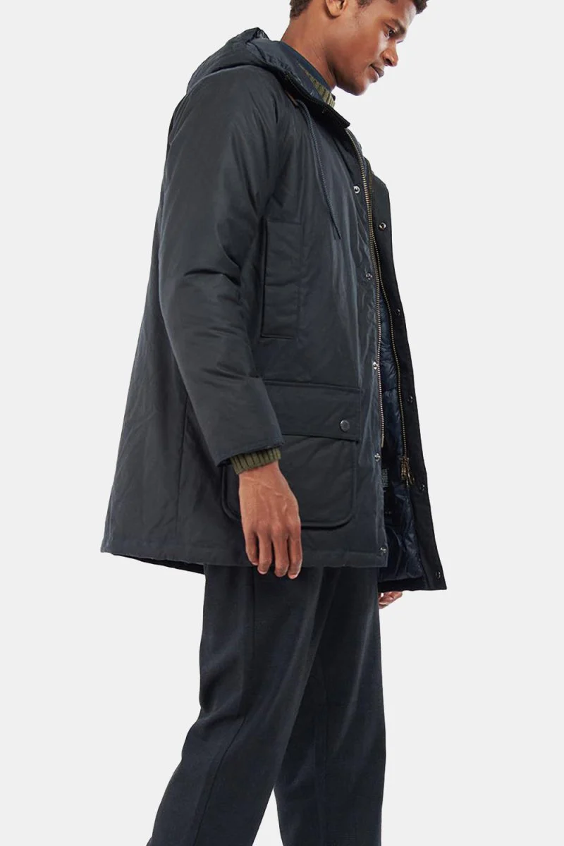 Barbour Hooded Beaufort Waxed Jacket (Navy/Olive Night) - Image 3