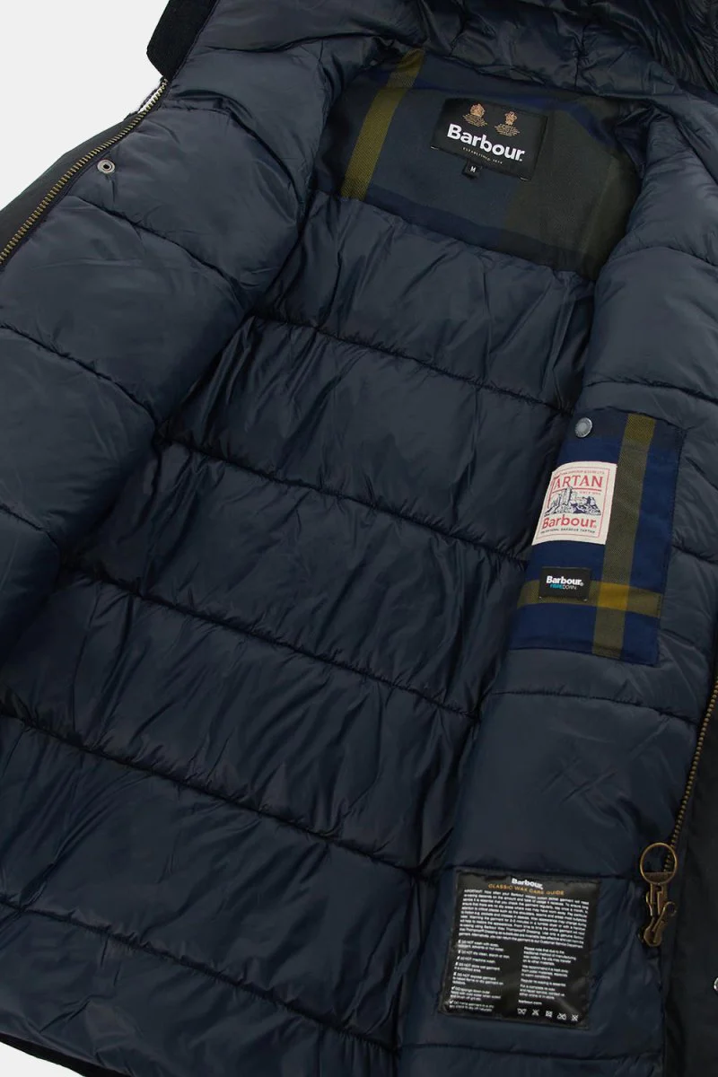 Barbour Hooded Beaufort Waxed Jacket (Navy/Olive Night) - Image 5