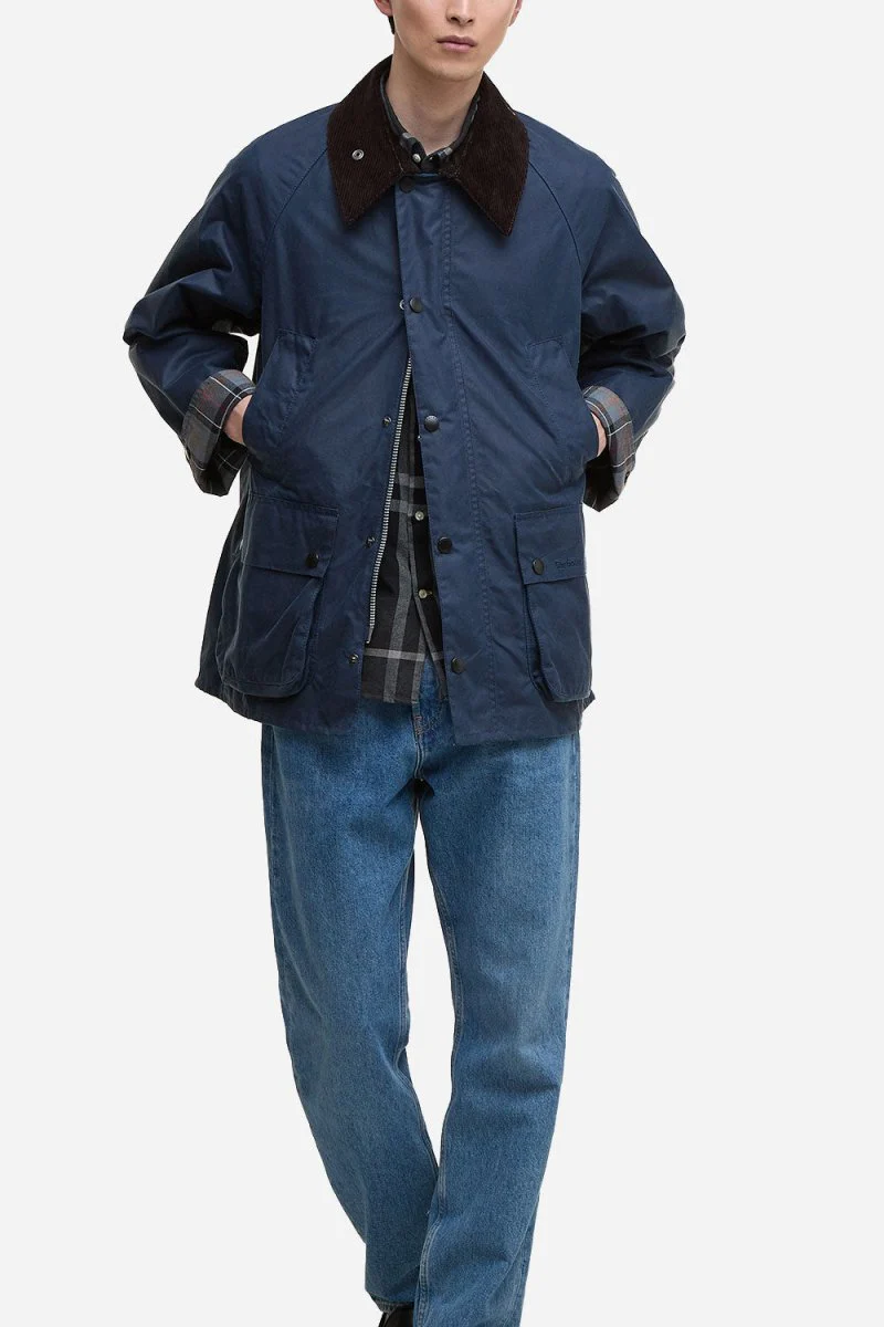 Barbour OS Bedale Wax Jacket (Washed Cobalt) - Image 7