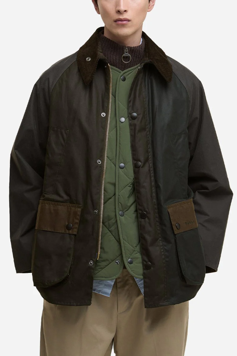 Barbour Patchwork OS Bedale Wax Jacket (Sage Multi) - Image 7