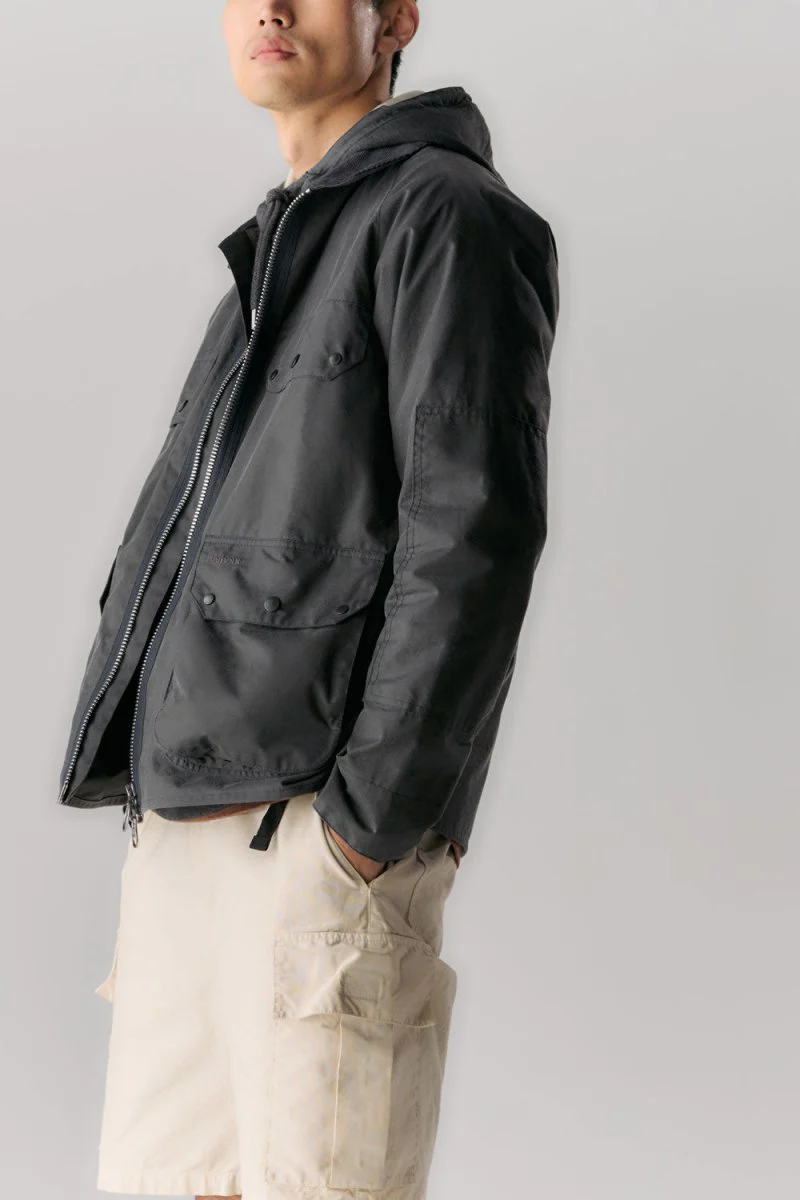 Barbour Re-Engineered Bedale Waxed Jacket (Charcoal) - Image 3