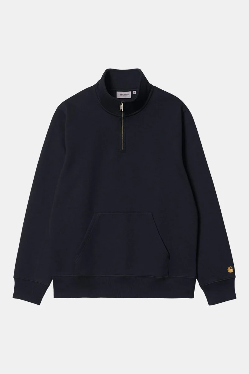 Carhartt Chase Neck Zip Sweat (Dark Navy/Gold) - Image 2