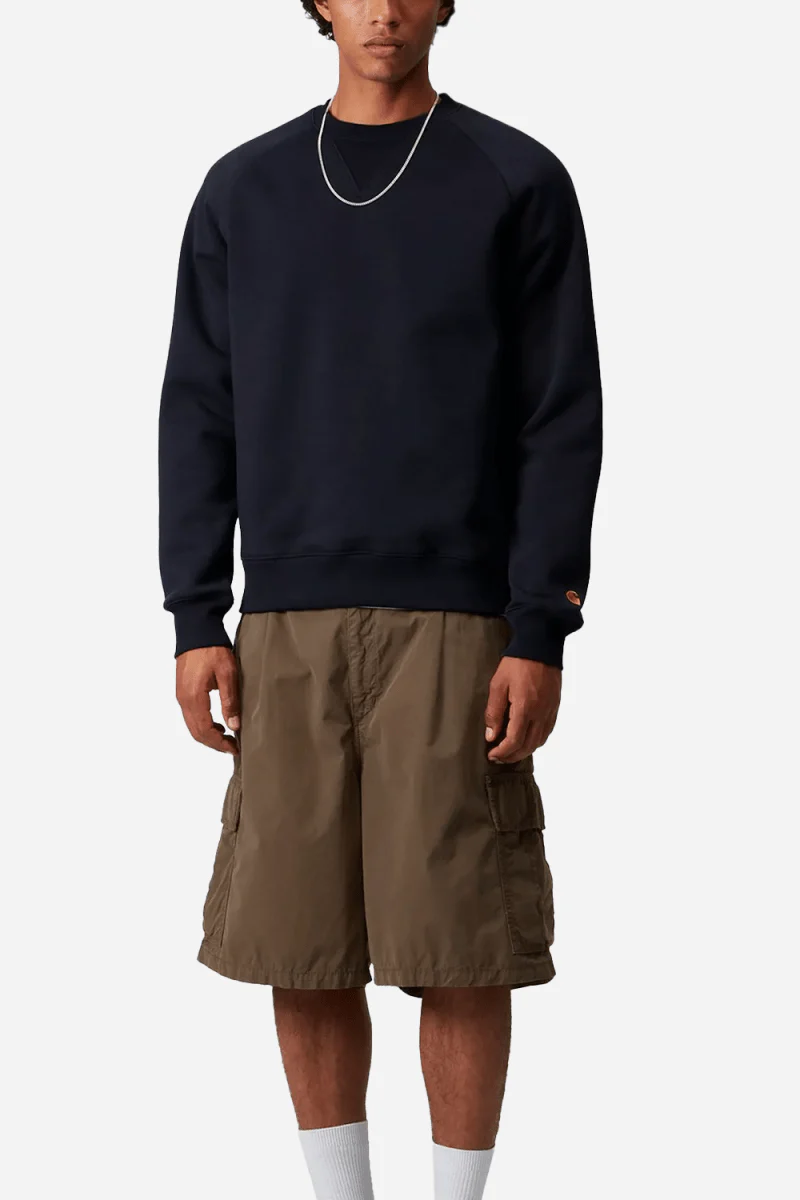 Carhartt WIP Chase Sweatshirt (Dark Navy/Gold) - Image 3