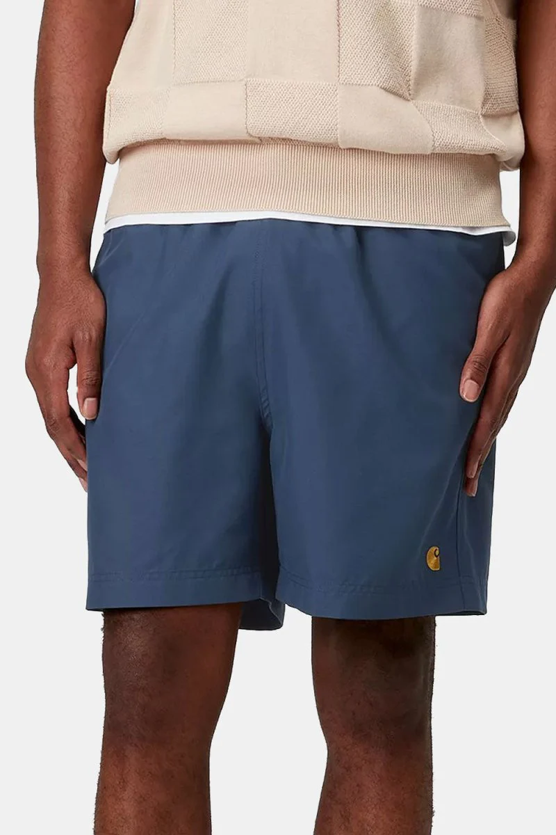 Carhartt WIP Chase Swim Trunks (Dusky Blue/Gold)