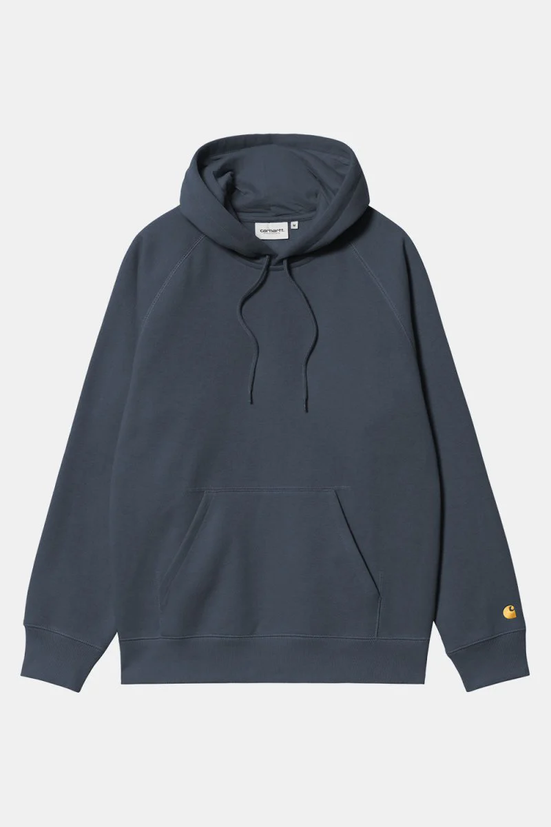 Carhartt WIP Hooded Chase Sweat (Dusky Blue/Gold) - Image 3