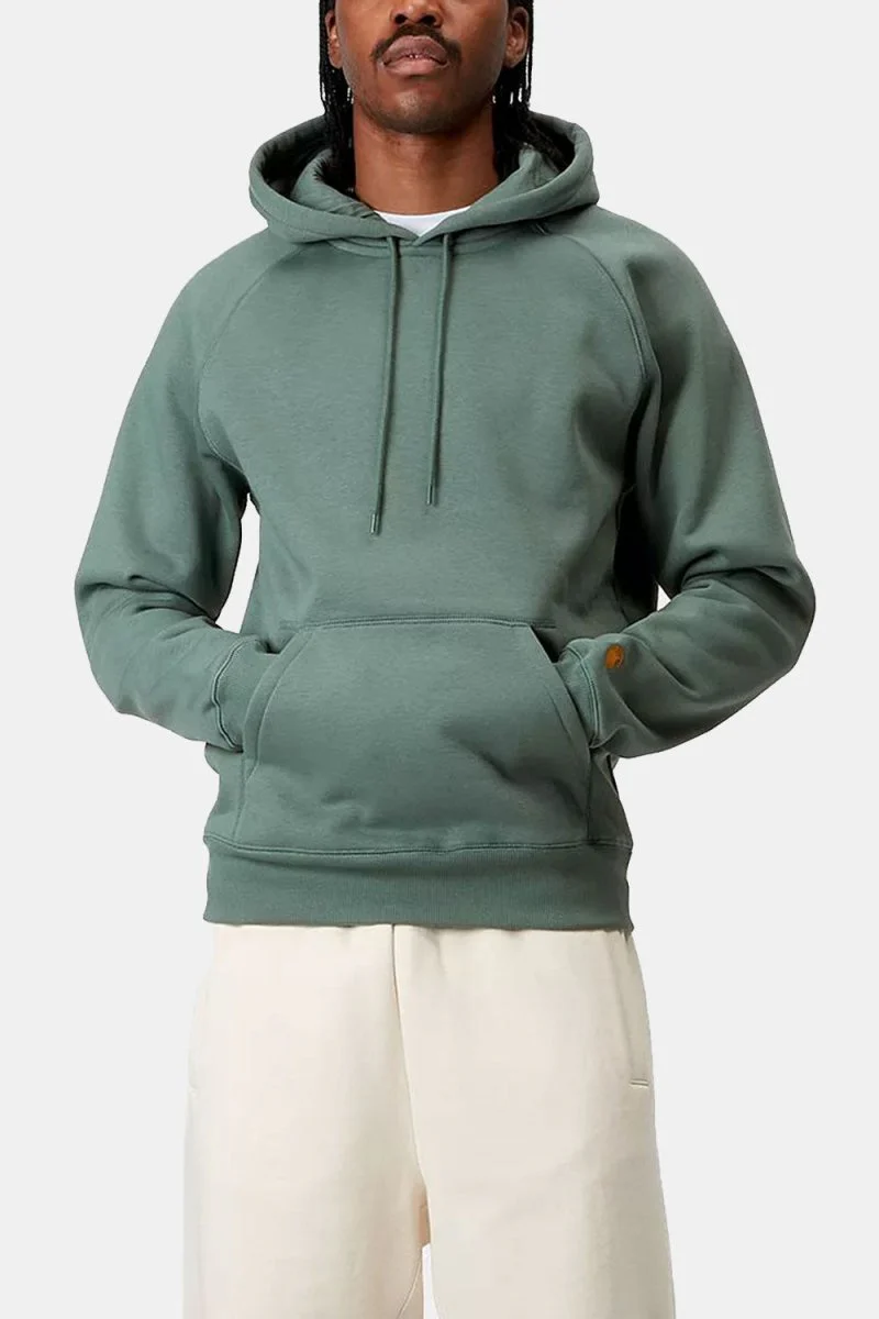 Carhartt WIP Hooded Chase Sweat (Silver Pine/Gold) - Image 5