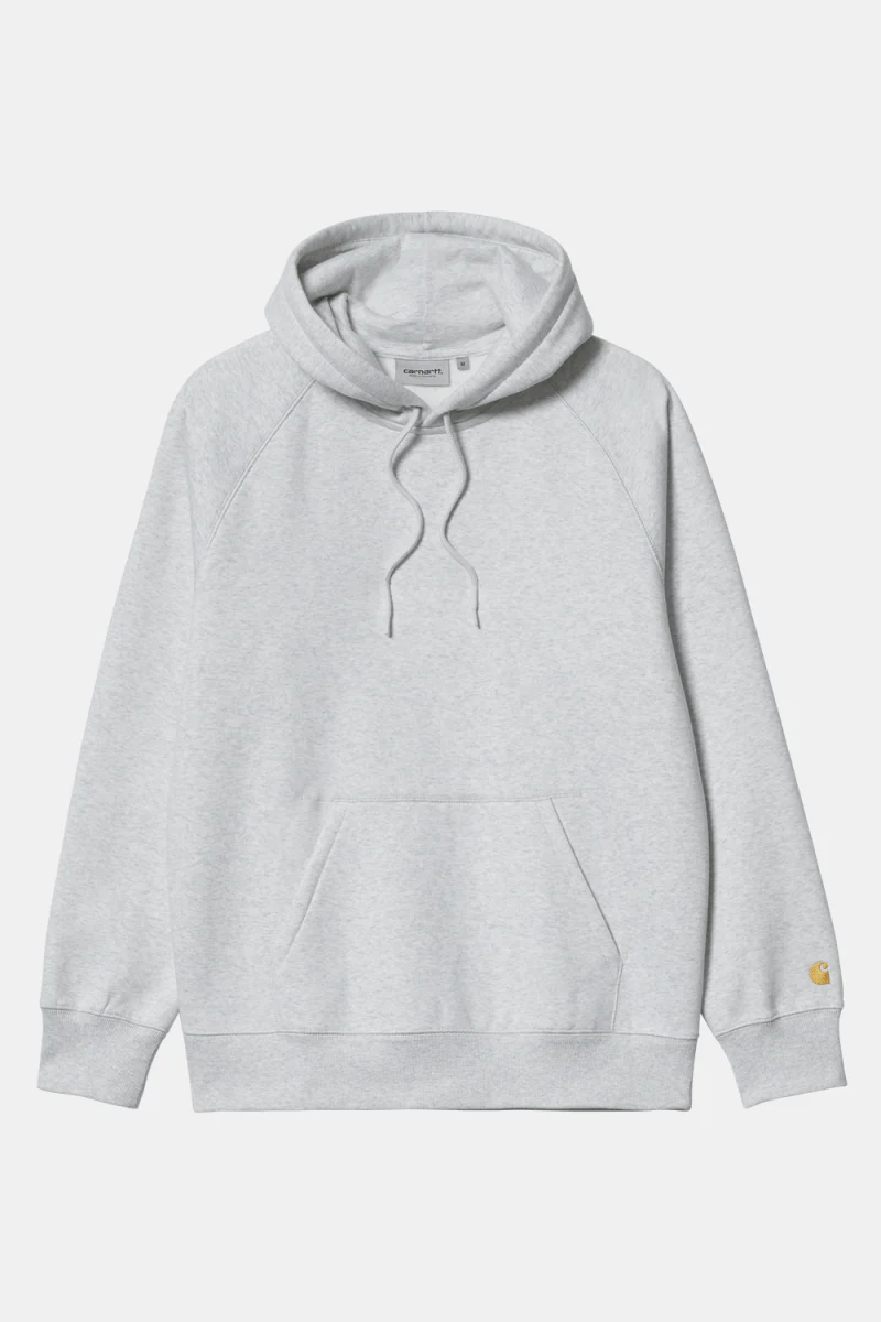 Carhartt WIP Hooded Chase Sweatshirt (Ash Heather/Gold) - Image 2