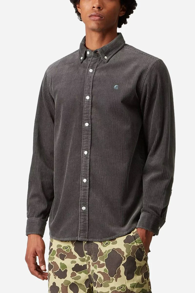 Carhartt WIP L/S Madison Cord Shirt (Graphite) - Image 3