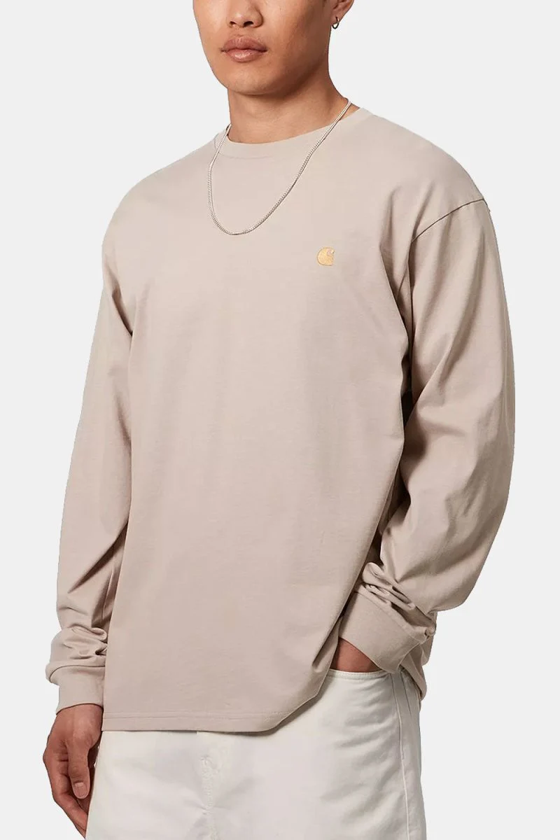 Carhartt WIP Long Sleeve Chase T-Shirt (Dusky Beige/Gold)