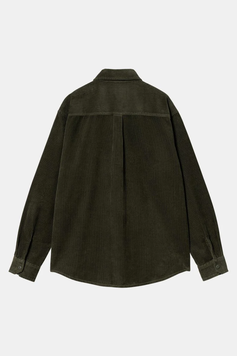 Carhartt WIP Long Sleeve Flint Shirt (Office Green Rinsed) - Image 4