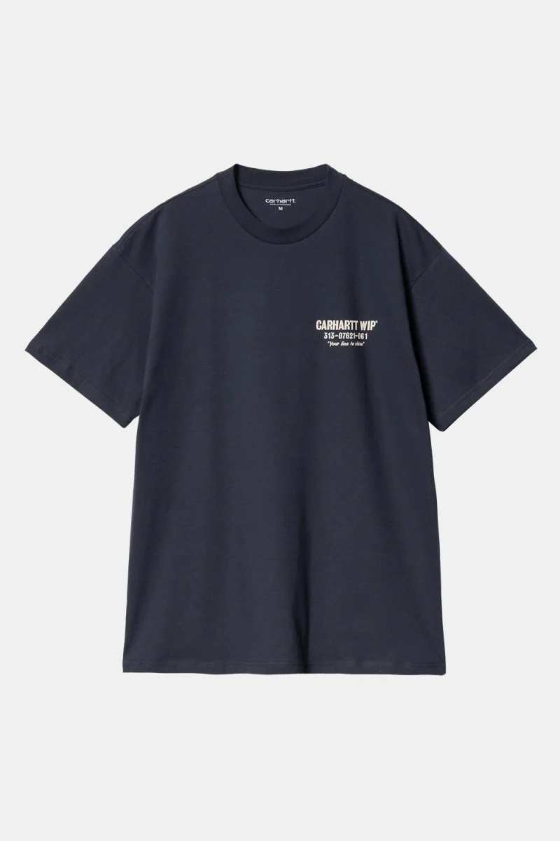 Carhartt WIP Short Sleeve Less Troubles T-Shirt (Blue/Wax) - Image 4
