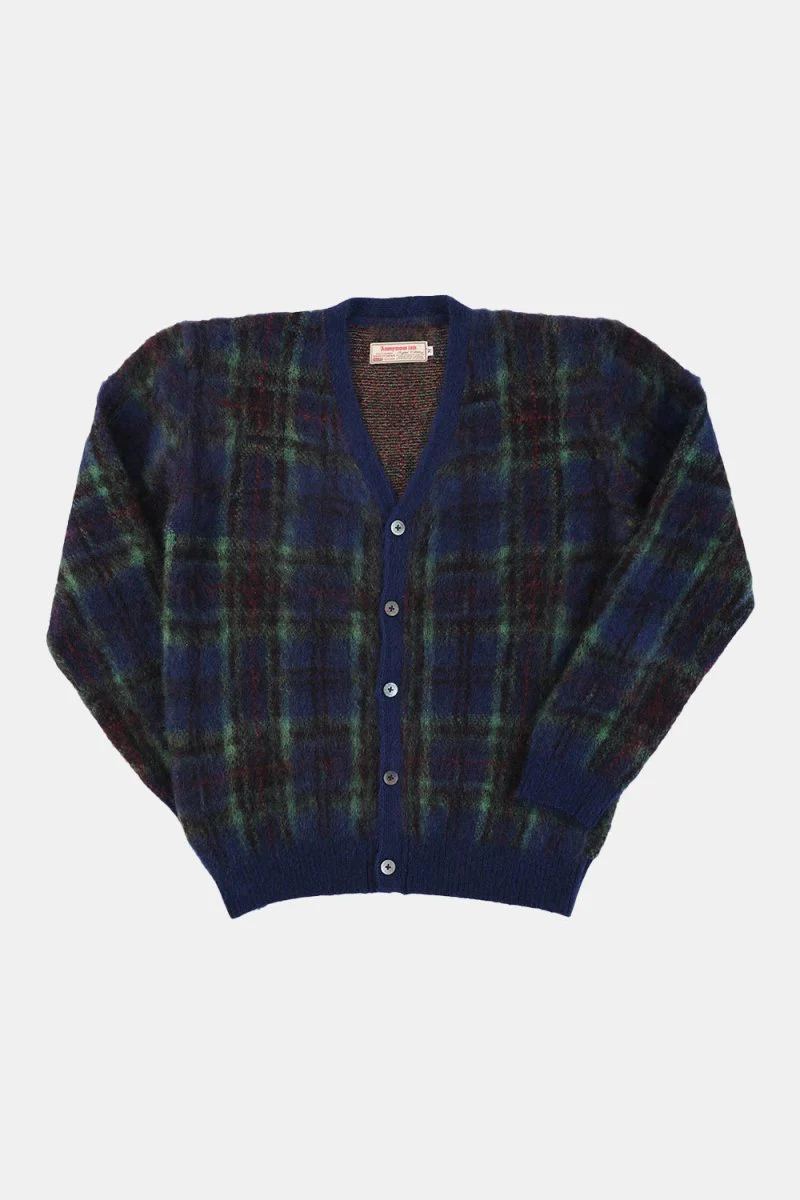 Anonymous Ism Check Mohair Knit Cardigan (Navy/Green) - Image 2