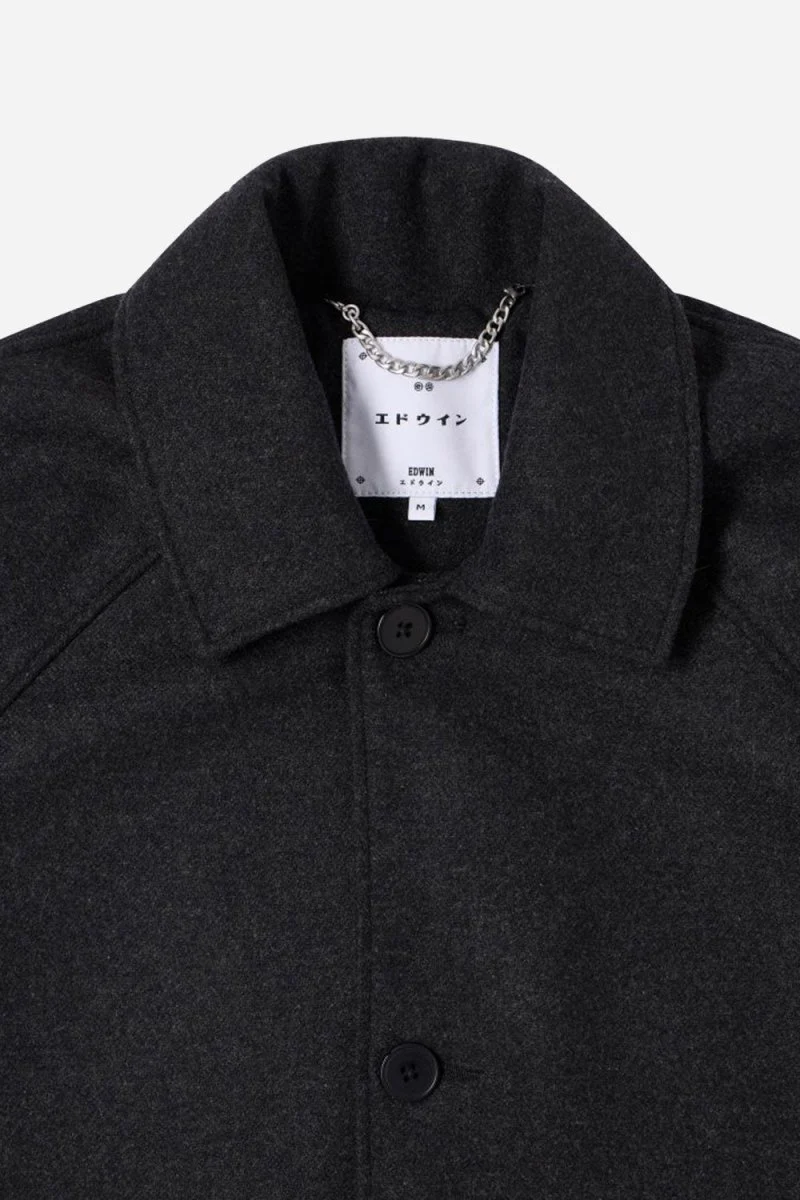Edwin Mac Wool Coat (Dark Grey Marl) - Image 3