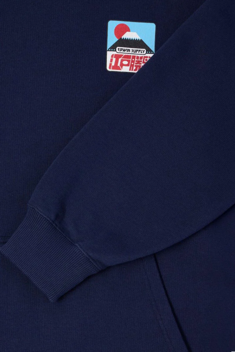 Edwin Sunset On Mount Fuji Hooded Sweatshirt (Maritime Blue) - Image 4
