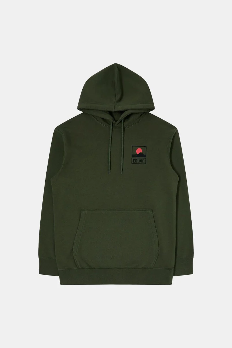 Edwin Sunset On Mount Fuji Hooded Sweatshirt (Kombu Green) - Image 3
