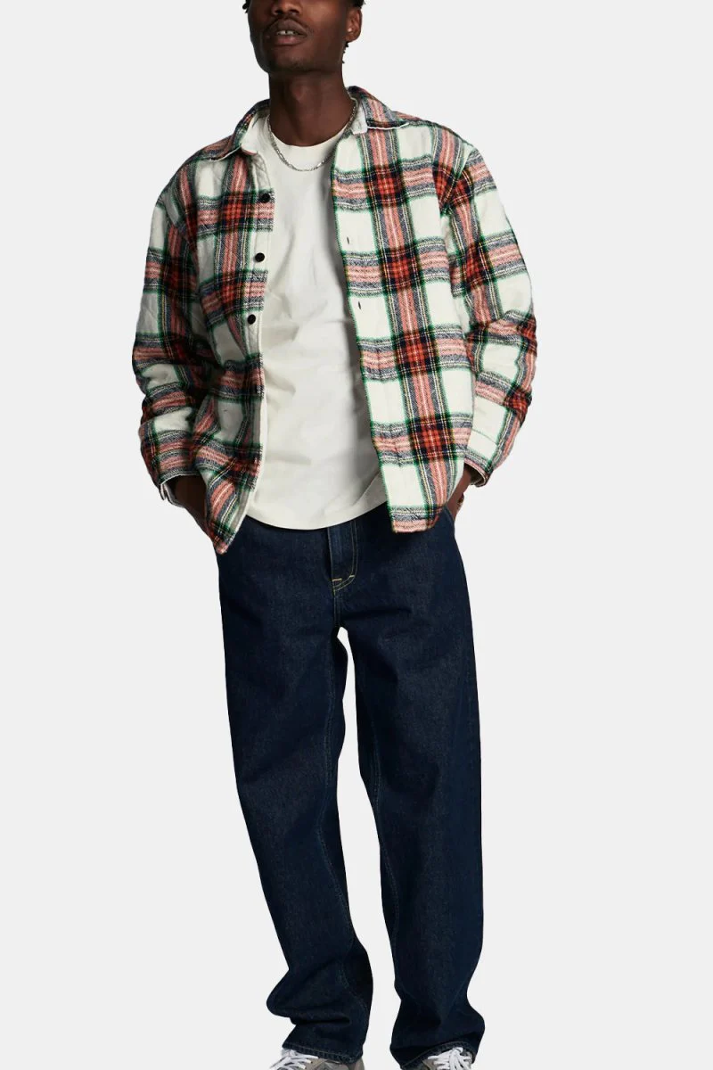 Edwin Sven Heavy Lined Shirt (White/Red) - Image 3