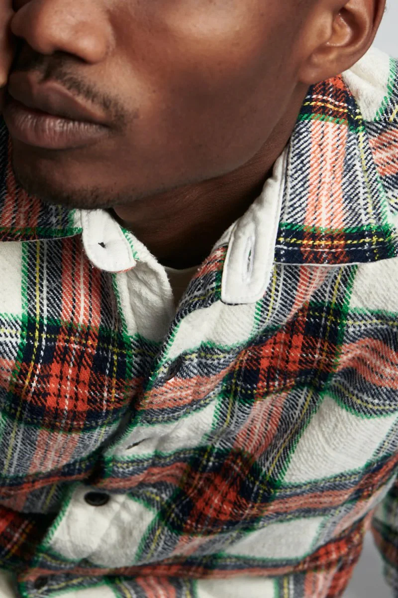 Edwin Sven Heavy Lined Shirt (White/Red) - Image 5