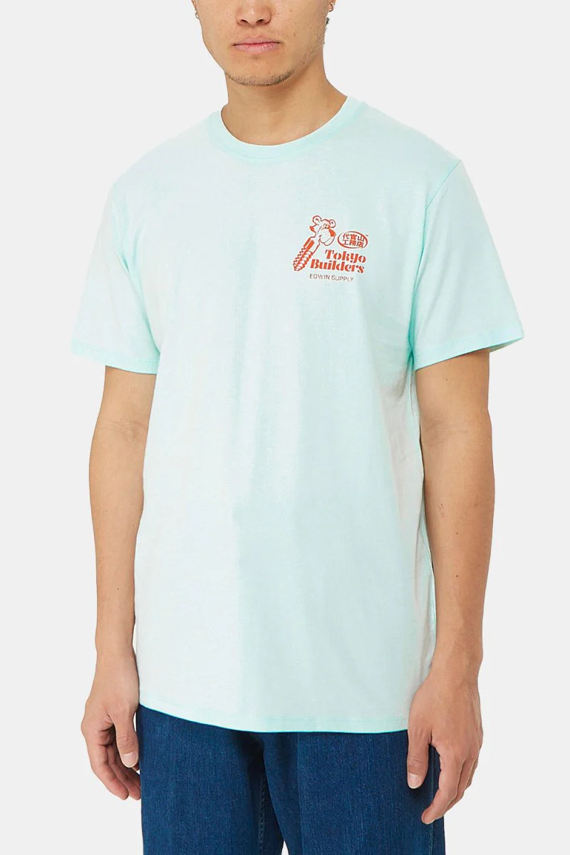 Edwin Tokyo Builders T-Shirt (Bleached Aqua)