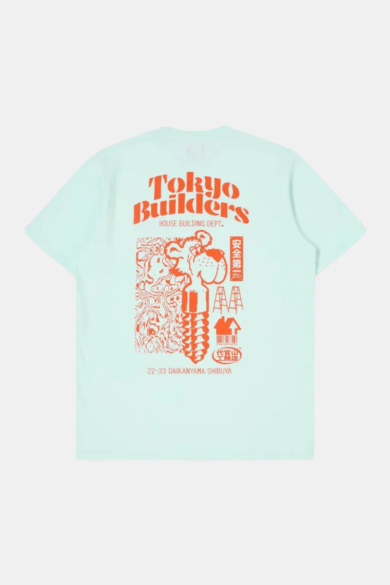 Edwin Tokyo Builders T-Shirt (Bleached Aqua) - Image 3