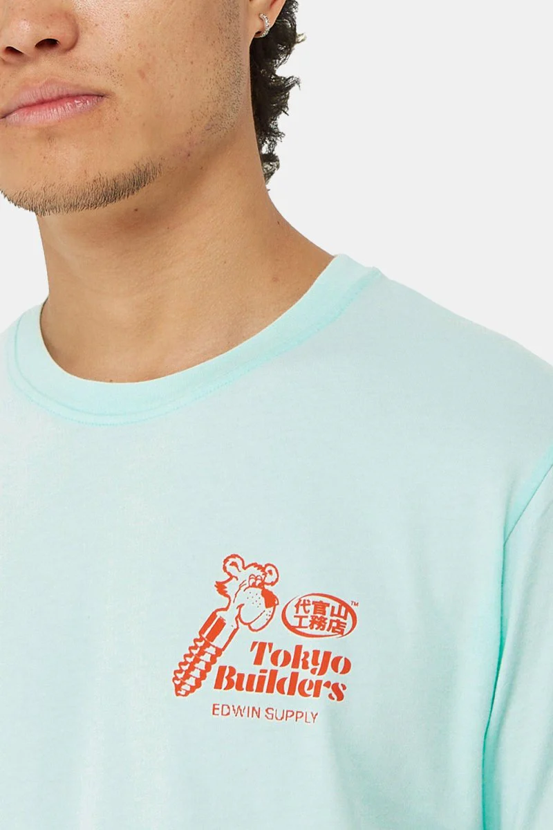 Edwin Tokyo Builders T-Shirt (Bleached Aqua) - Image 5