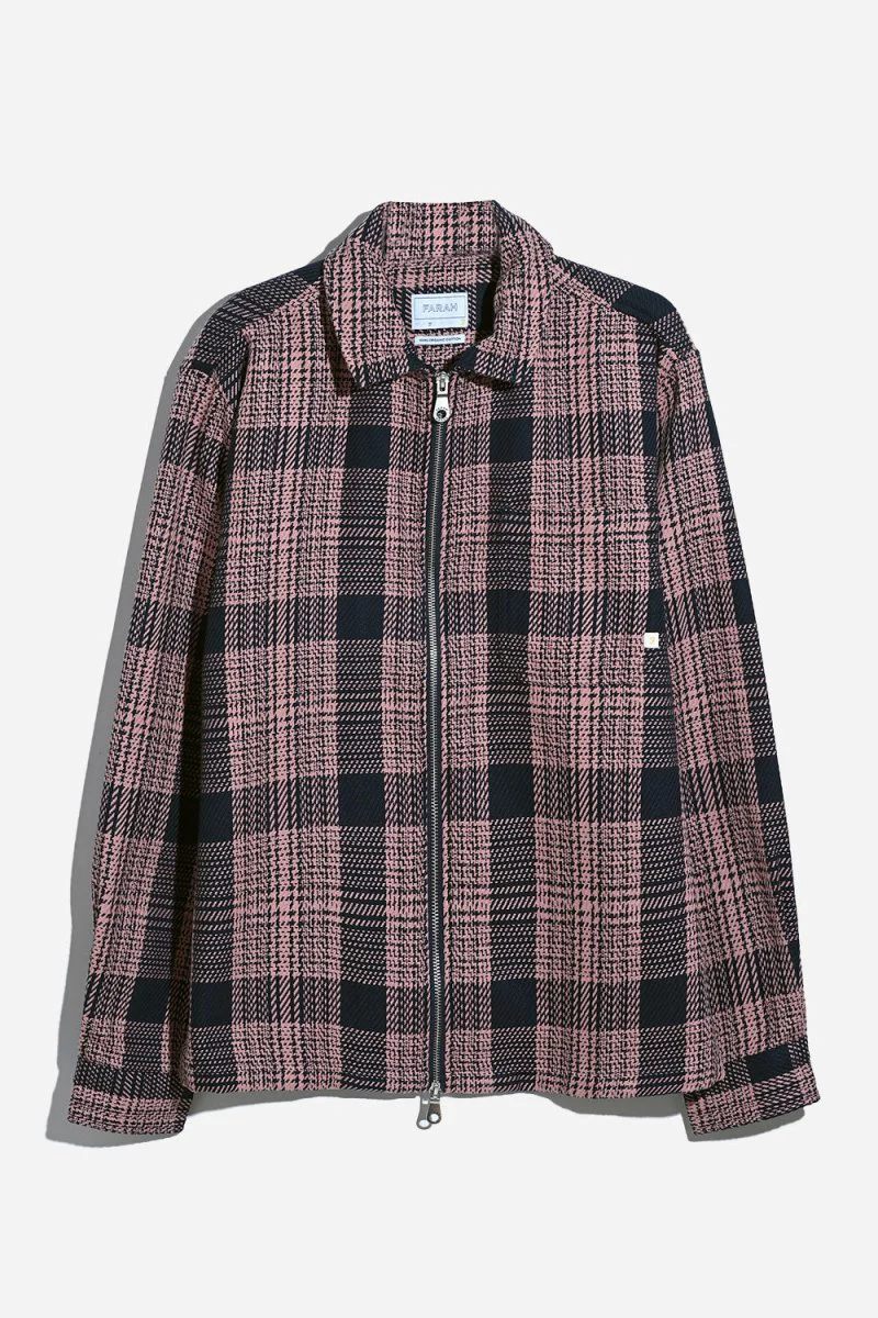 Farah Etienne Long Sleeve Check Zip (True Navy) - Image 3
