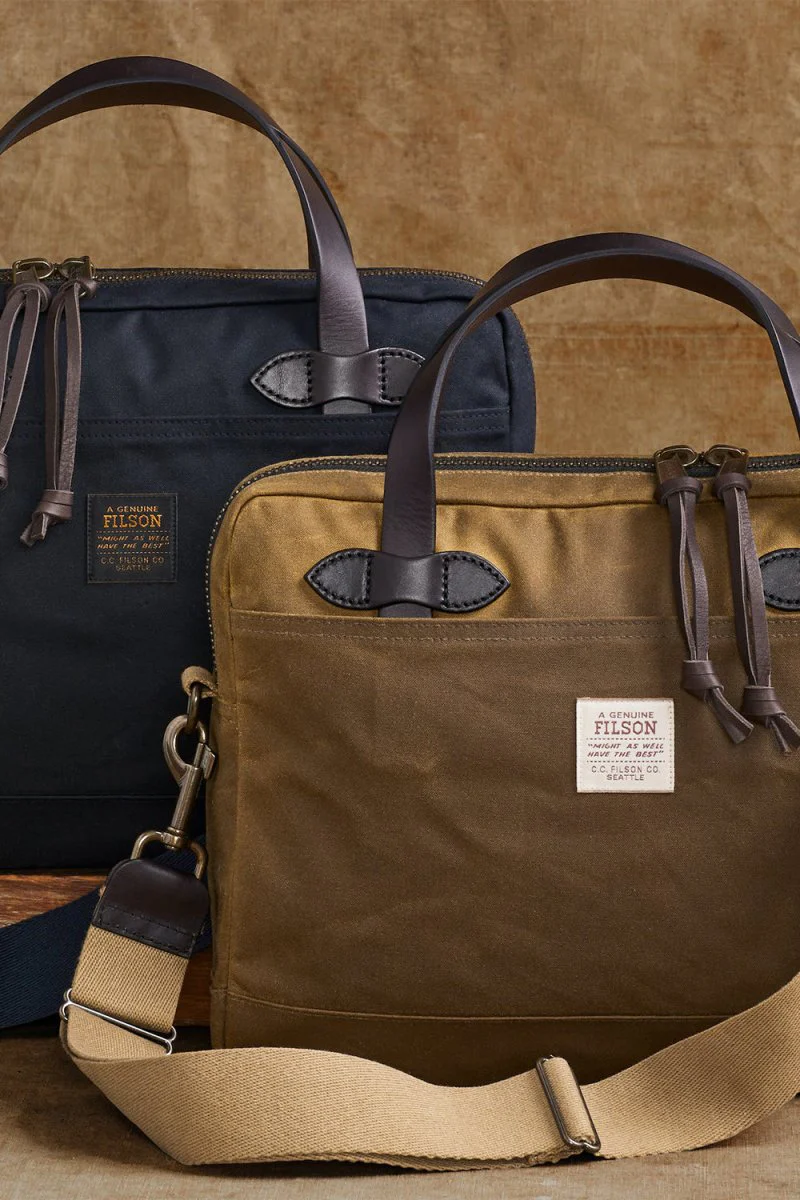 Filson Tin Cloth Compact Briefcase (Dark Tan) - Image 2