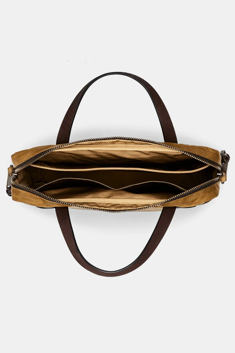 Filson Tin Cloth Compact Briefcase (Dark Tan) - Image 4