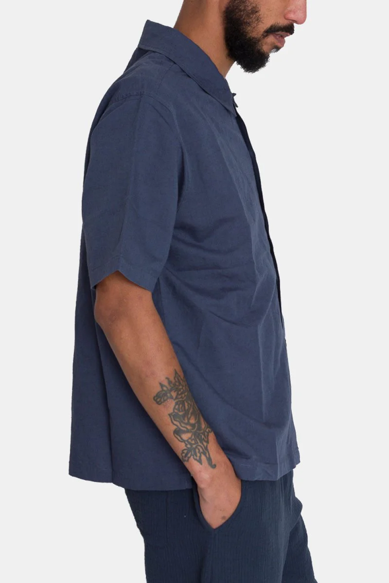Folk Gabe Short Sleeve Shirt (Soft Navy) - Image 7