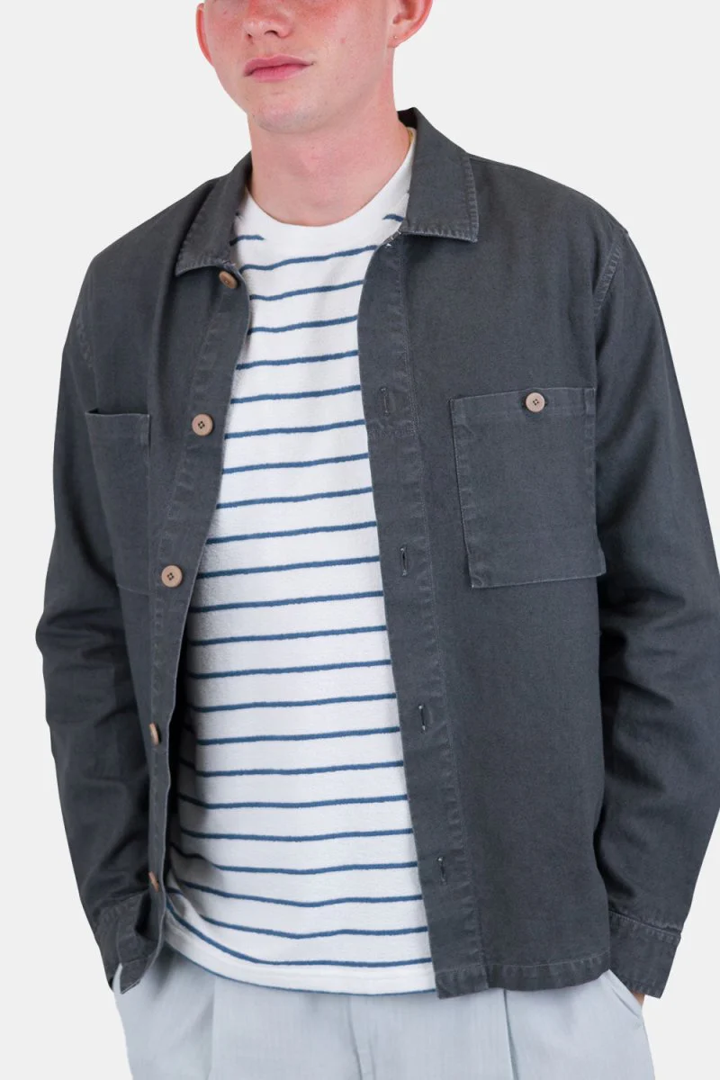 Folk Patch Overshirt (Charcoal Hemp Canvas) - Image 2
