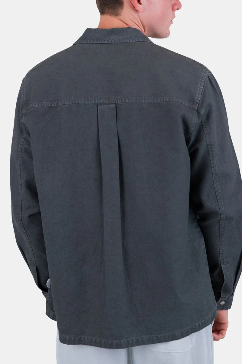 Folk Patch Overshirt (Charcoal Hemp Canvas) - Image 5