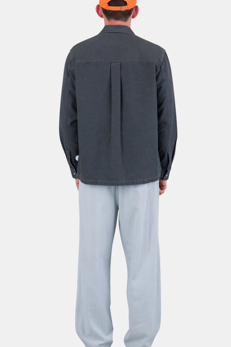 Folk Patch Overshirt (Charcoal Hemp Canvas) - Image 6