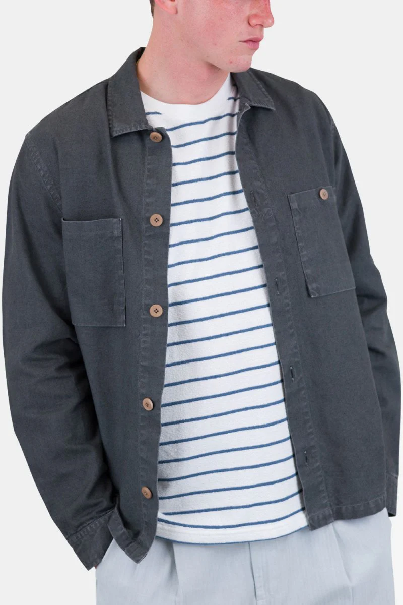 Folk Patch Overshirt (Charcoal Hemp Canvas) - Image 7