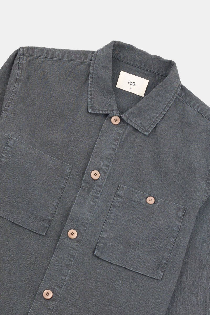 Folk Patch Overshirt (Charcoal Hemp Canvas) - Image 8