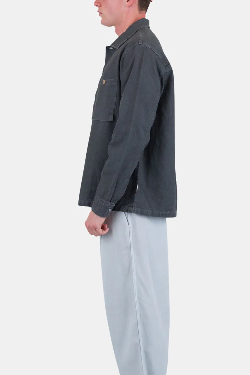 Folk Patch Overshirt (Charcoal Hemp Canvas) - Image 9