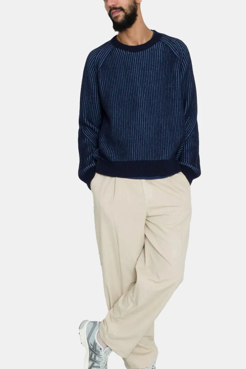 Folk Plated Rib Crew Sweatshirt (Navy/Soft Blue) - Image 3