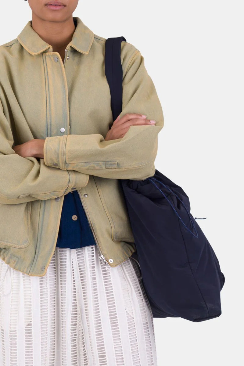 Folk Wadded Tote Bag (Navy) - Image 3