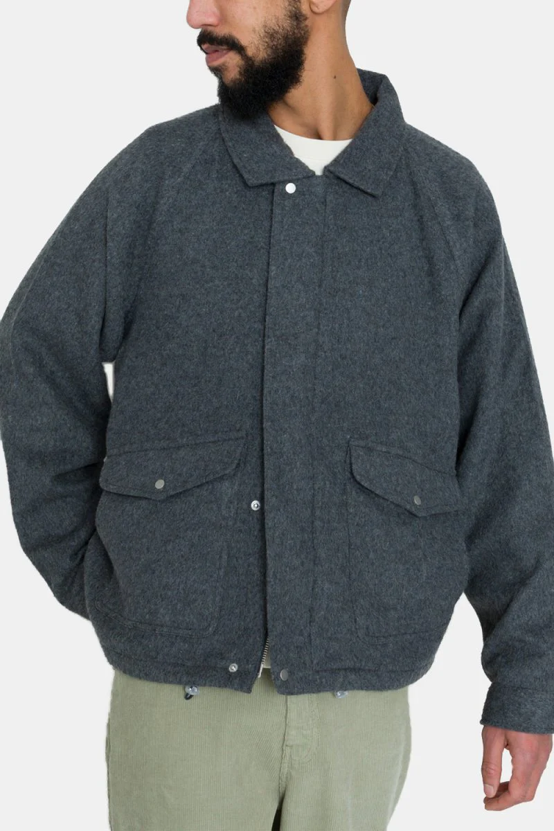 Folk Winter Cropped Coat (Charcoal Wool) - Image 4