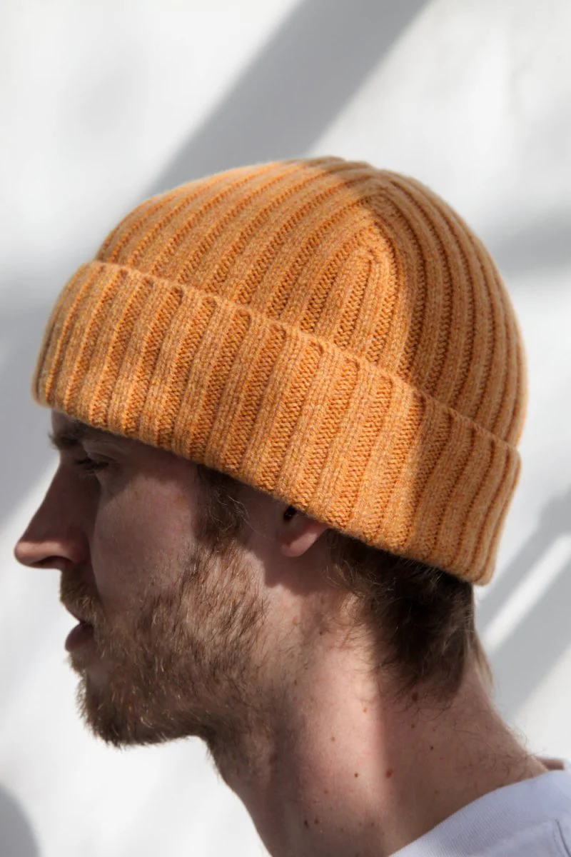 Half Dozen Super-Soft Lambswool Fisherman Beanie (Citrus Yellow) - Image 3
