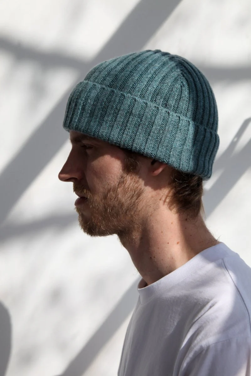 Half Dozen Super-Soft Lambswool Fisherman Beanie (Caspian Green) - Image 2