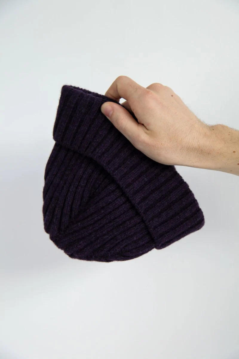 Half Dozen Super-Soft Lambswool Fisherman Beanie (Elderberry Purple) - Image 5