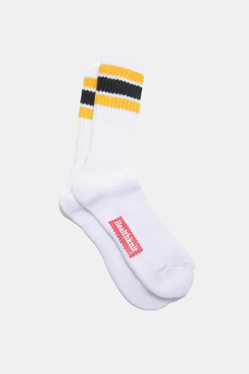 Healthknit 3 Pack 3 Line Crew Socks (Red/Green/Grey) - Image 9
