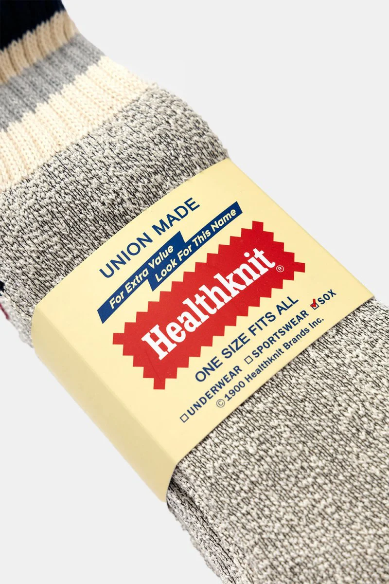 Healthknit 3 Pack Stripe Crew Socks (Grey Multi) - Image 4