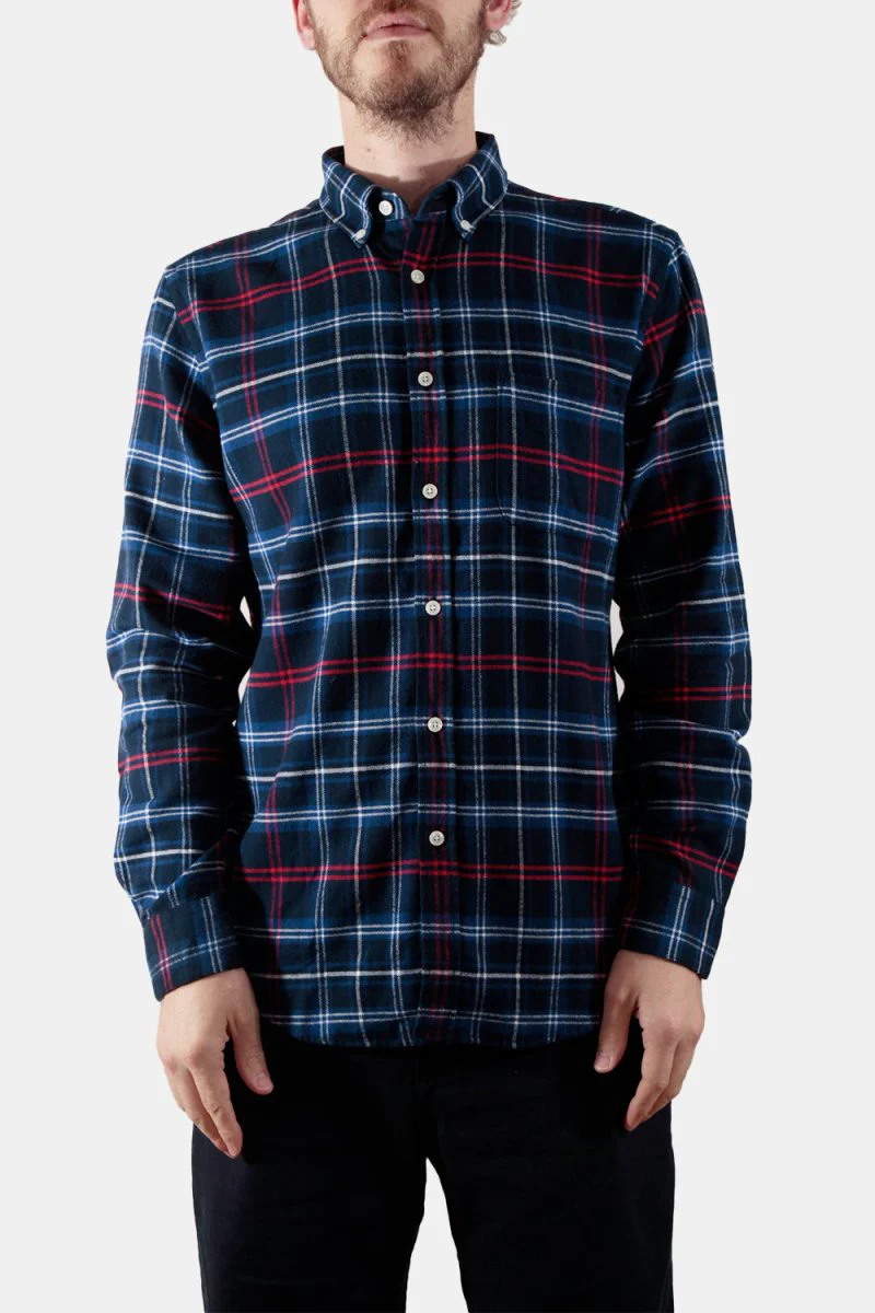 Portuguese Flannel Pop Up ESP Check Shirt (Blue / White / Red)