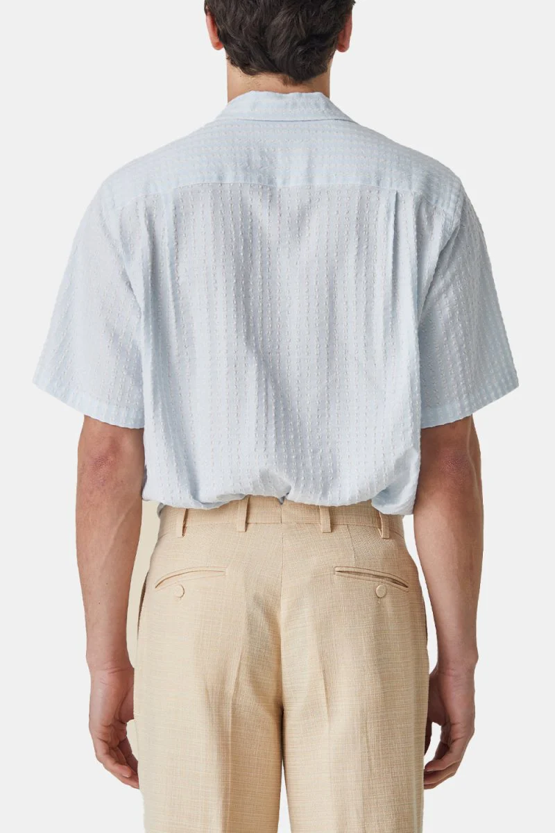 Portuguese Flannel Jacquard Chambray Shirt (Light Blue) - Image 2